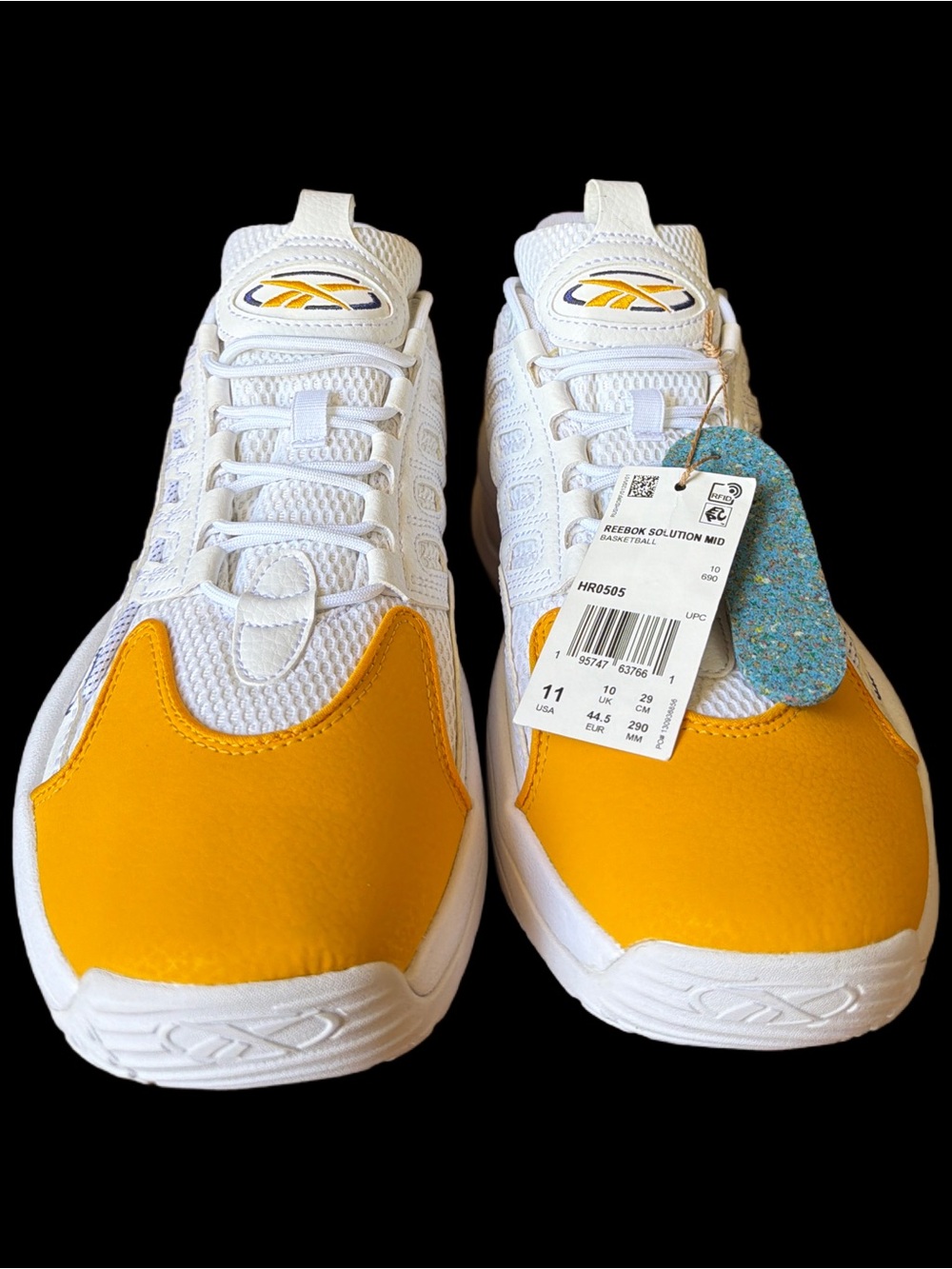 Reebok A.I. SOLUTION Mid White & Yellow Athletic Sneakers *NEW* men’s size 11 🦅 - Picture 6 of 15